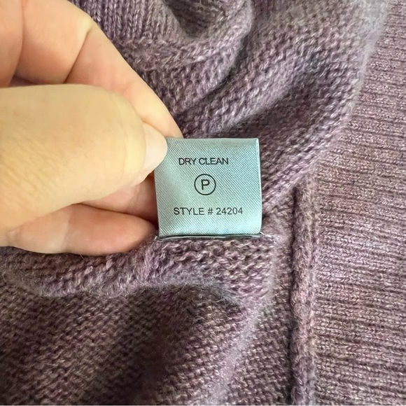 360 Sweater poncho 100%Cashmere pullover, dusty purple, turtleneck, 3/4 sleeve - Picture 9 of 9